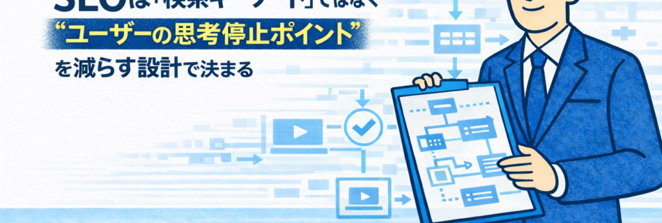 【2026年版】 SEOは「検索キーワード」ではなく “ユーザーの思考停止ポイント”を減らす設計で決まる